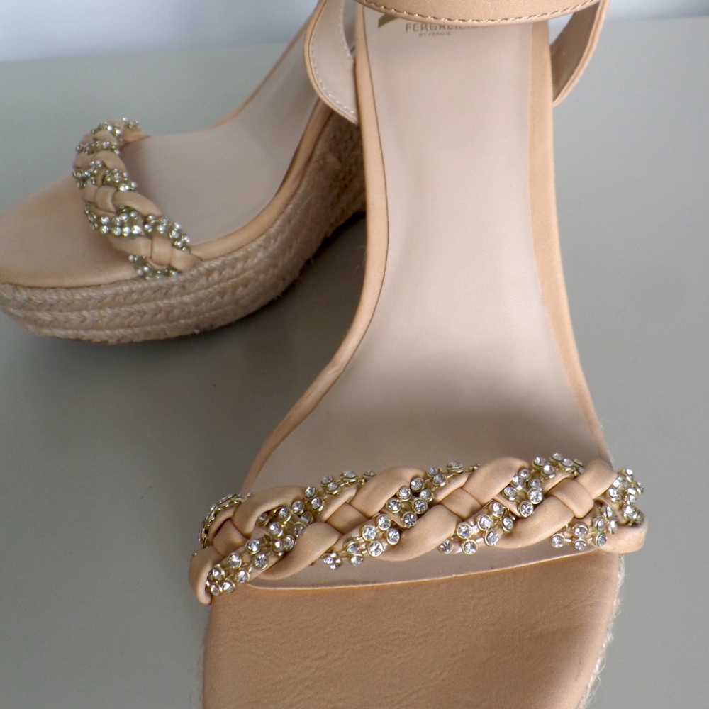 Fergalicious Beige Crystal Heels